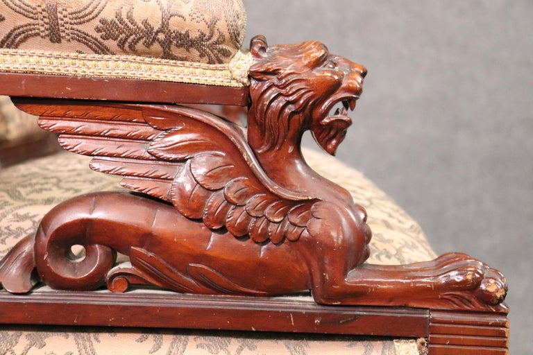 Rare Carved Walnut RJ Horner Winged Griffin Sofa Settee Circa 1870 For Sale 5