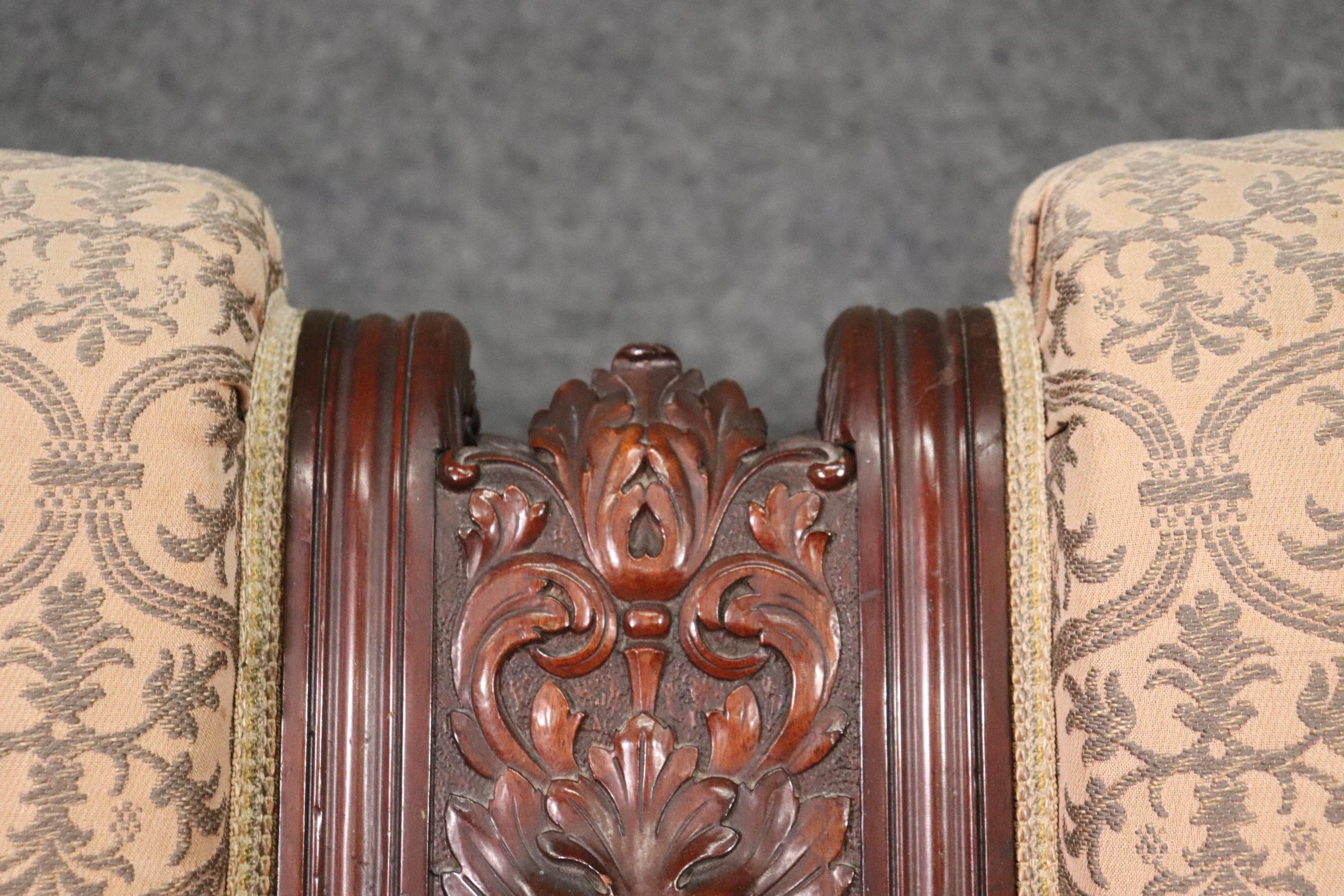Rare Carved Walnut RJ Horner Winged Griffin Sofa Settee Circa 1870 7