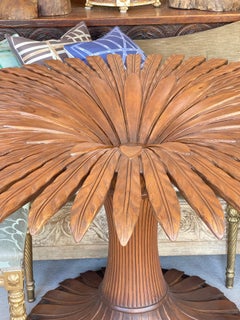 Rare Carved Wood Palm Table by Chelini in Florence, Italy, 1970s