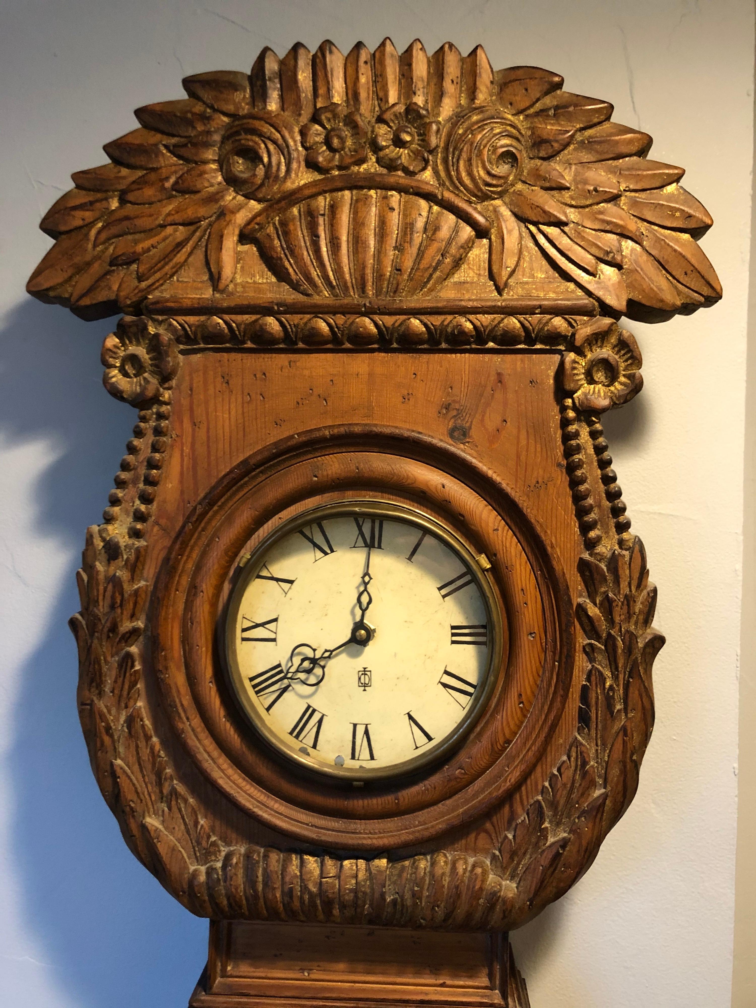 Hand-Carved Rare Carved Wooden Chapman Longcase Clock