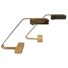 Rare Casella Brass Flat Bar Desk Lamps, Pair