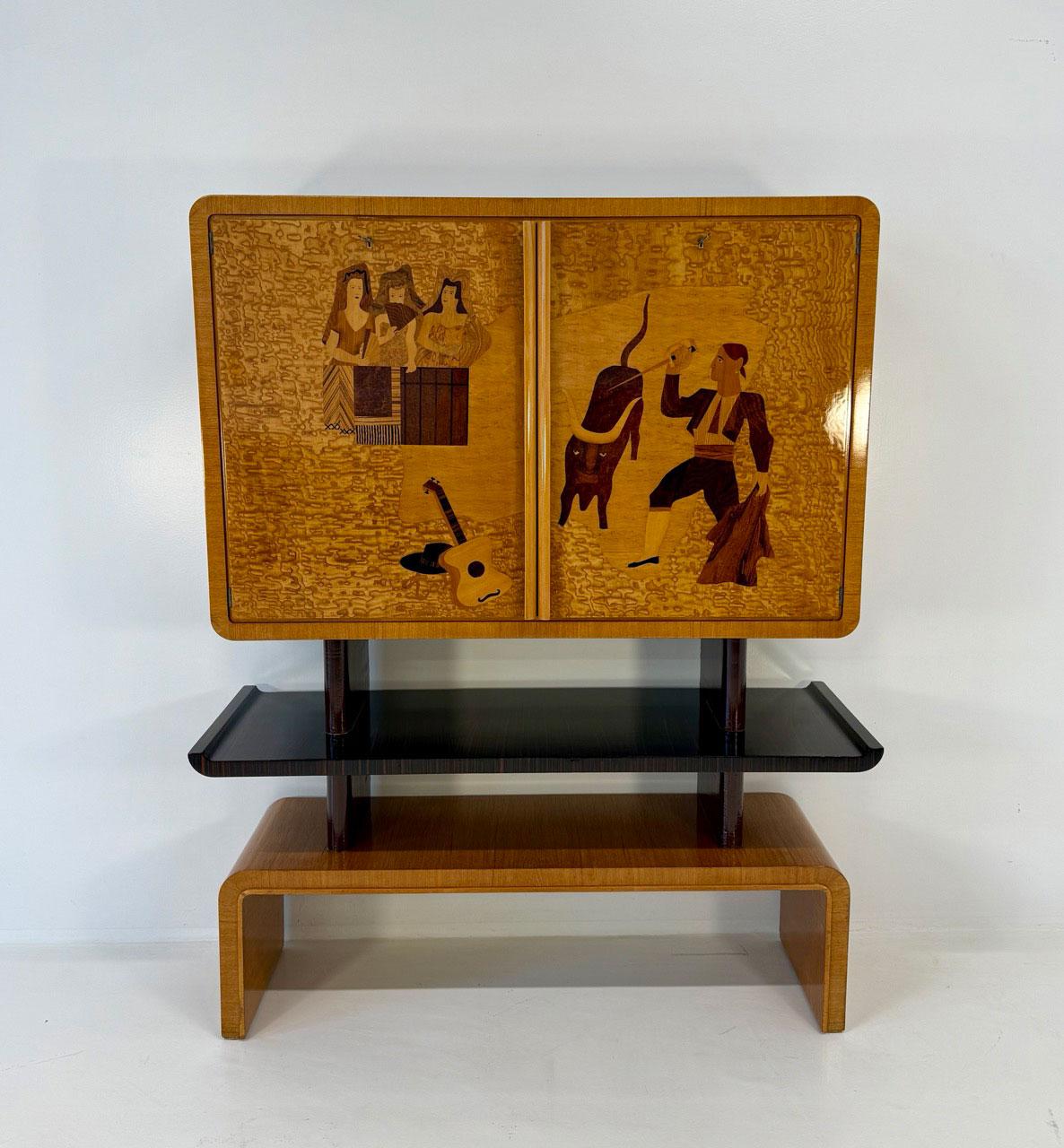 Seltener Barschrank von Cassi Ramelli, veröffentlicht im Archivio Anzani, 1936 (Art déco) im Angebot