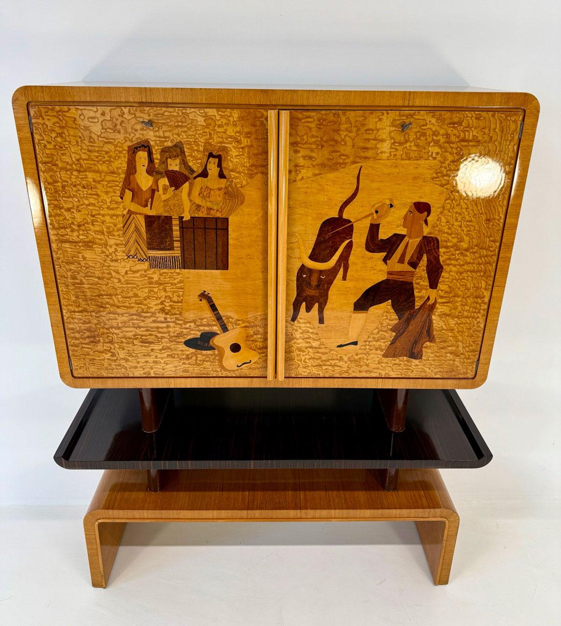 Seltener Barschrank von Cassi Ramelli, veröffentlicht im Archivio Anzani, 1936 im Zustand „Gut“ im Angebot in Meda, MB