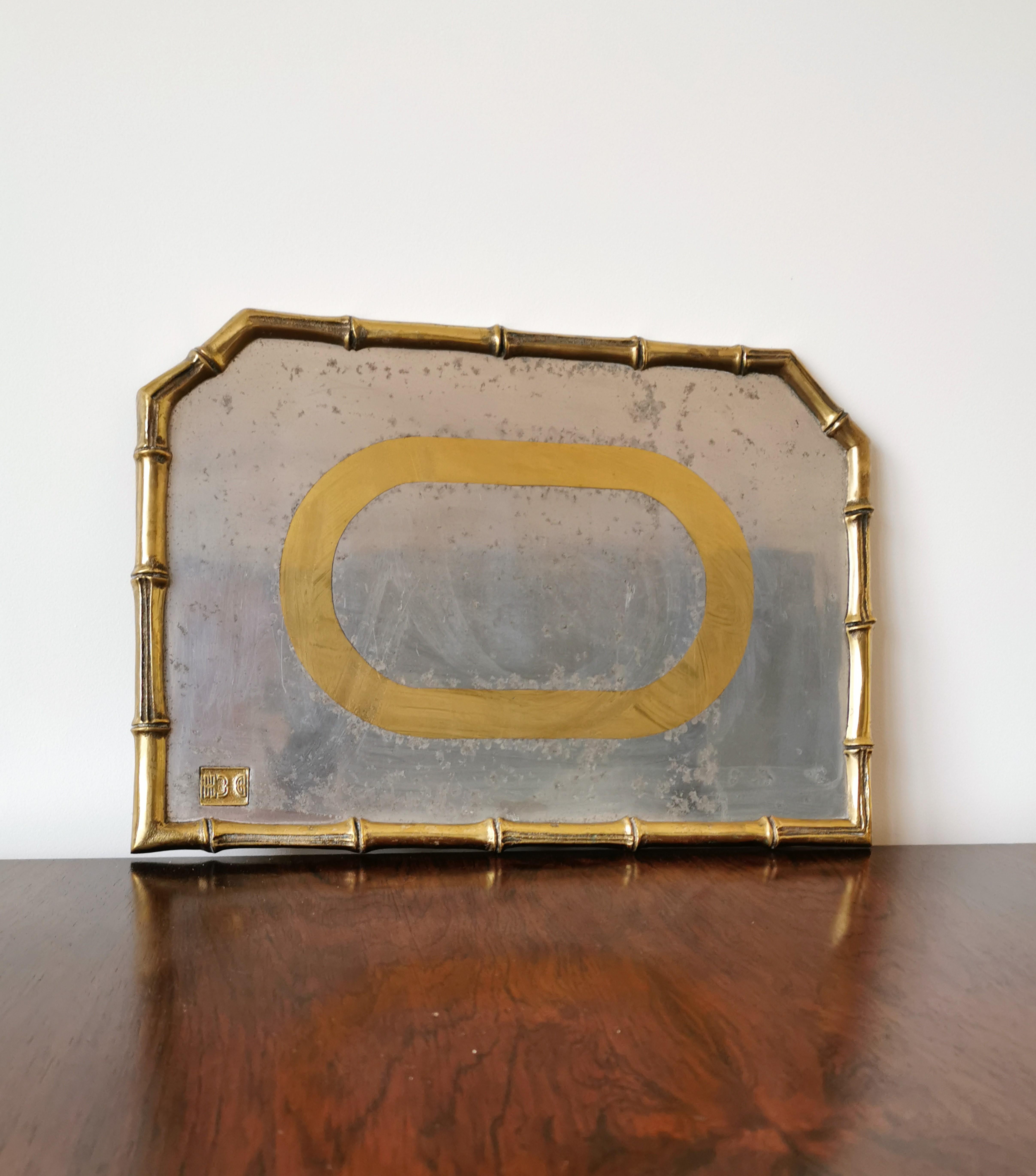 Spanish Rare Cast Aluminum and Brass Brutalist Tray by David Marshall, Spain, 1970s
