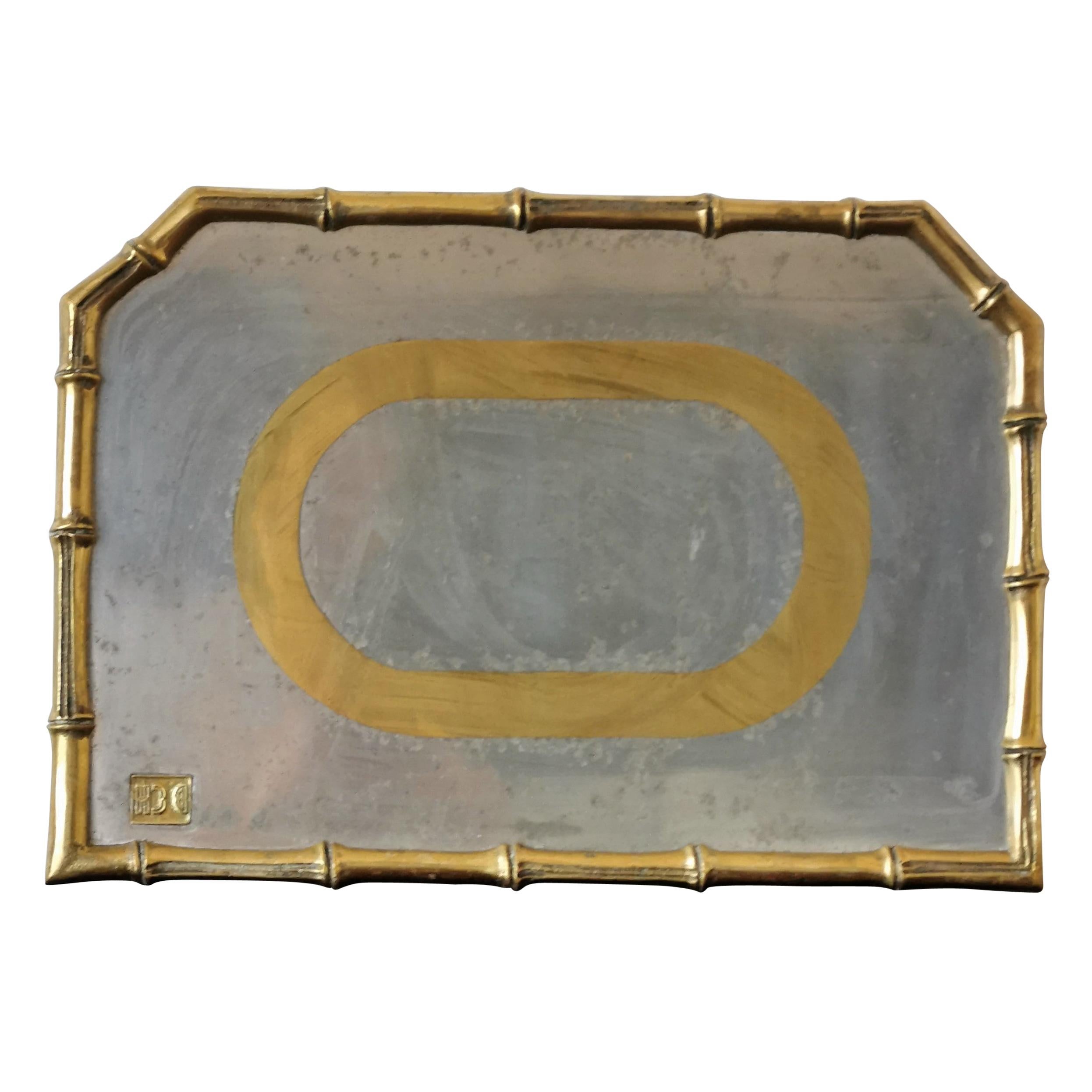 Rare Cast Aluminum and Brass Brutalist Tray by David Marshall, Spain, 1970s