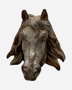 Rare cast iron and wrought iron horse head halter holder, France, circa 1880