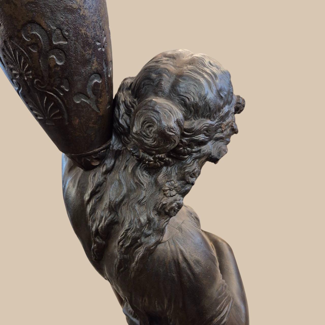 Rare Cast-Iron Torchère – Barbezat / Val d’Osne Foundry, circa 1880 en venta 9