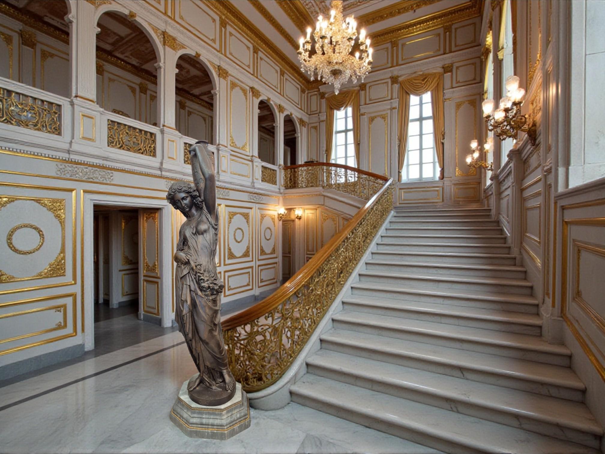 Rare Cast-Iron Torchère ��– Barbezat / Val d’Osne Foundry, France, circa 1880
After designs by Mathurin Moreau

Elegant cast-iron torchère produced around 1880 by the renowned Barbezat 
Cie – Val d’Osne foundry, bearing its original foundry stamp