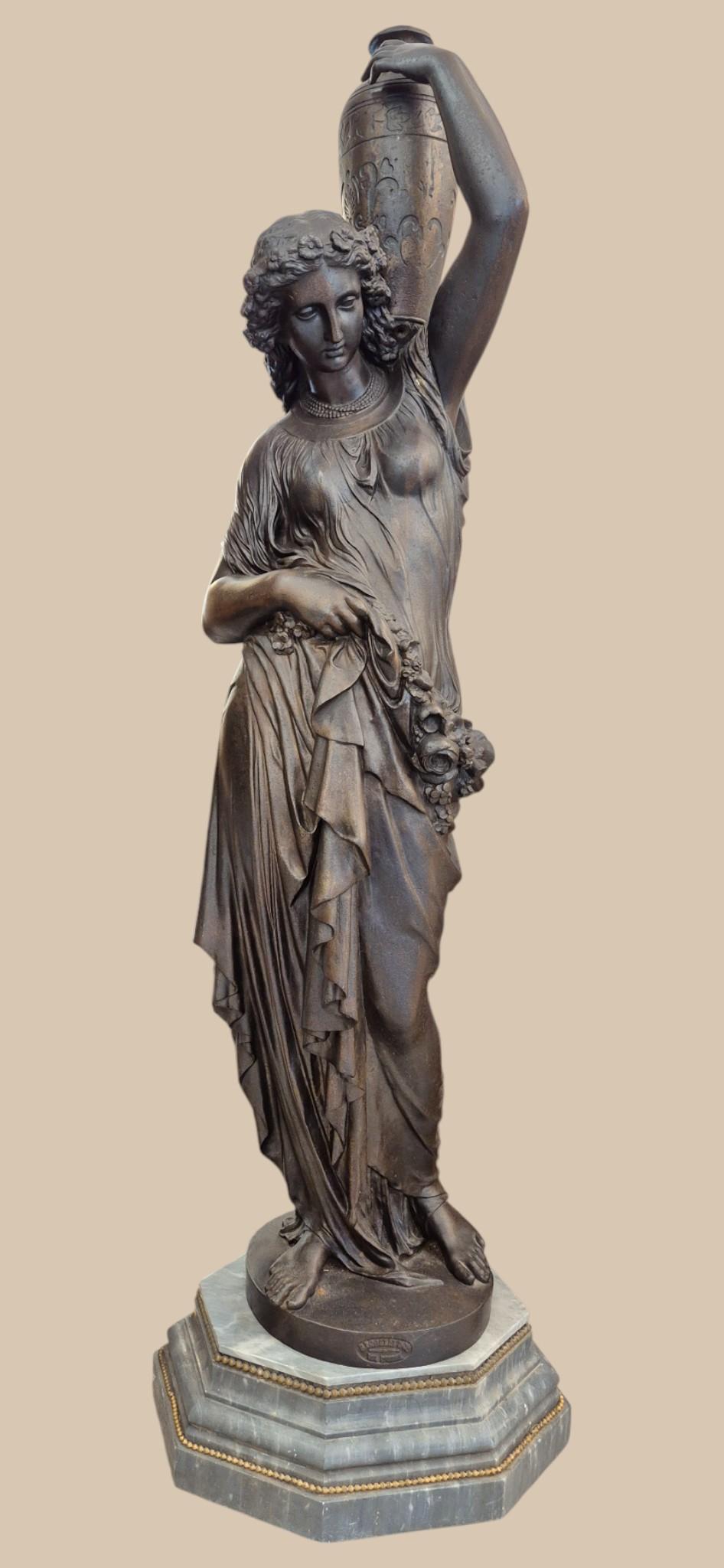 Rare Cast-Iron Torchère – Barbezat / Val d’Osne Foundry, circa 1880 Forjado en venta