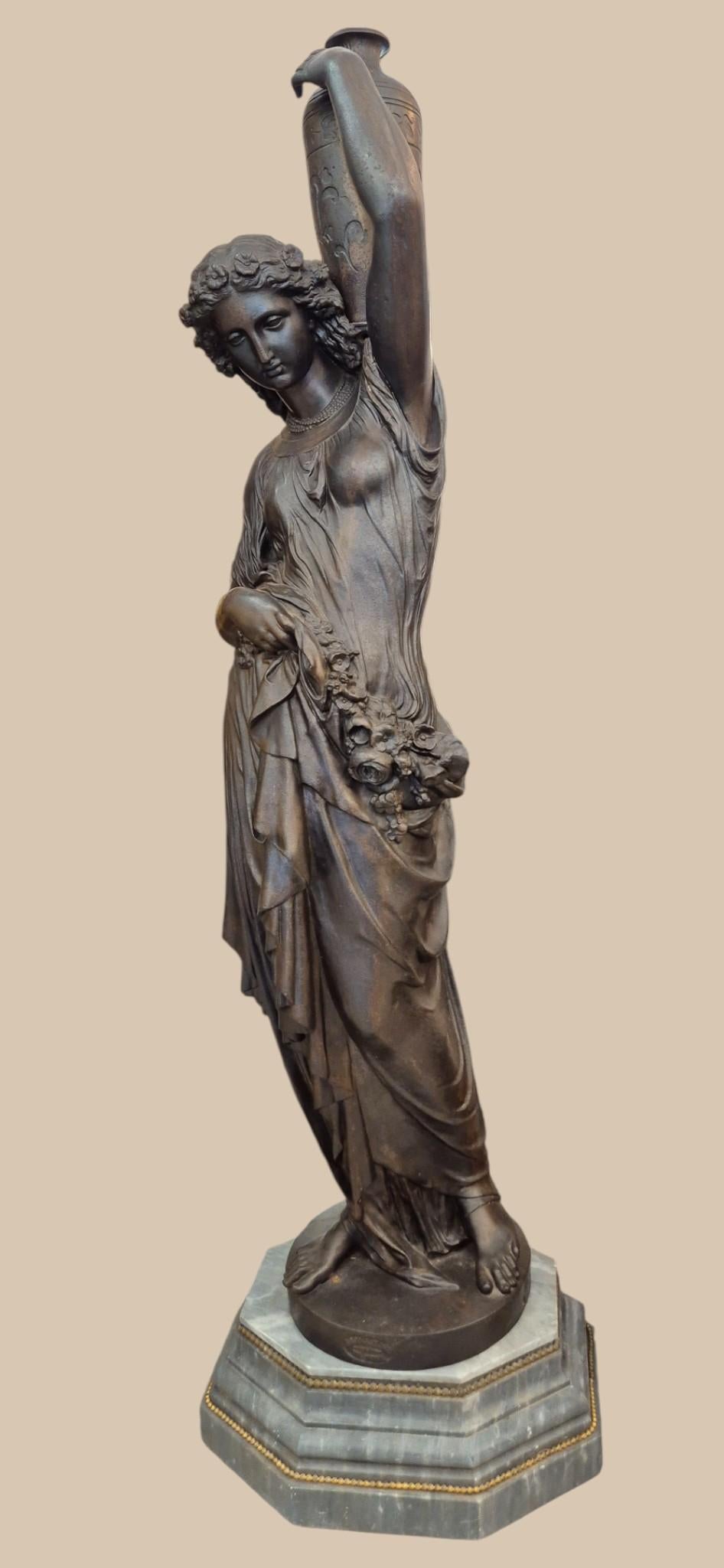 Rare Cast-Iron Torchère – Barbezat / Val d’Osne Foundry, circa 1880 en Bueno estado para la venta en NICE, FR