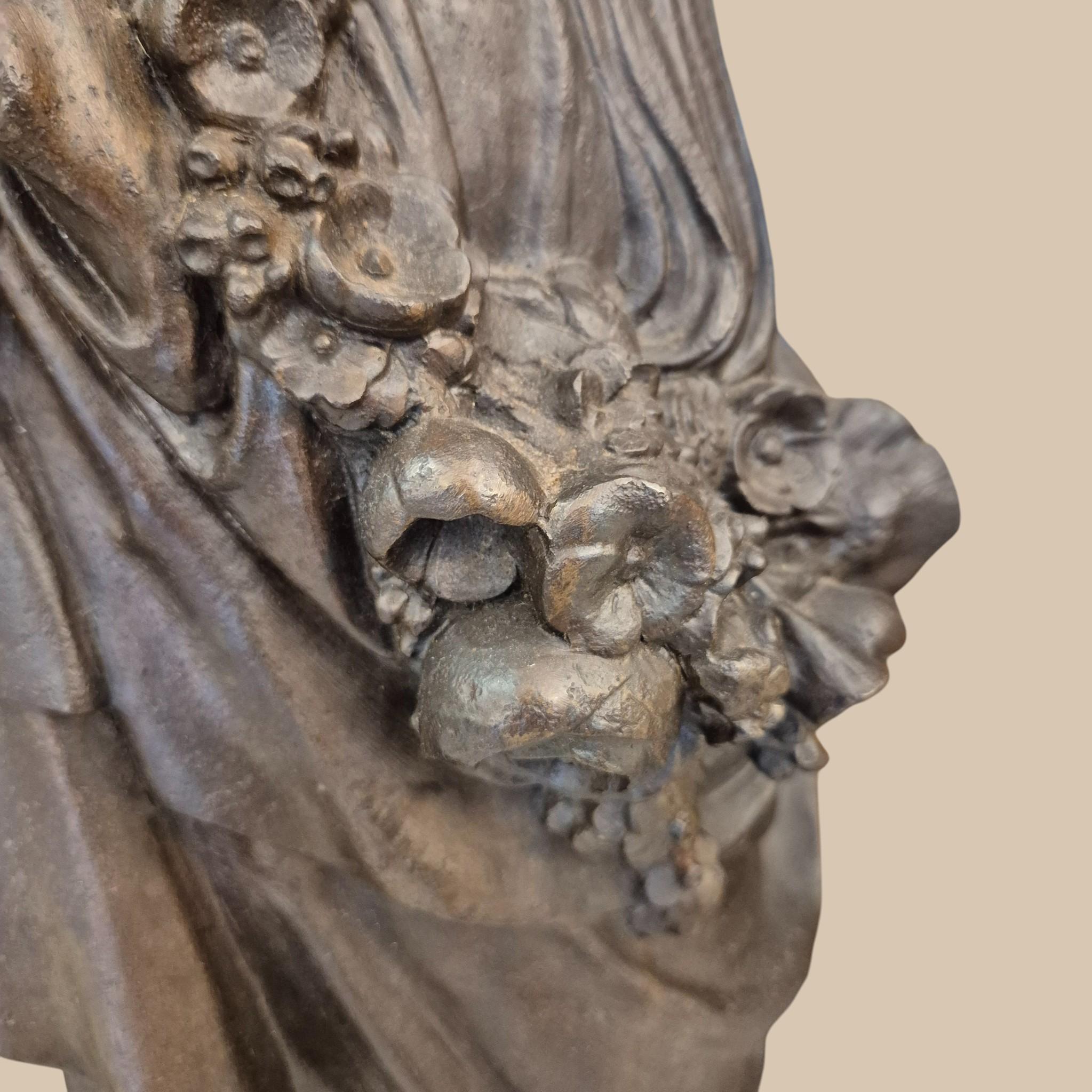 Rare Cast-Iron Torchère – Barbezat / Val d’Osne Foundry, circa 1880 Bronce en venta