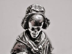 Rare Cast Silver Plated Old Mother Hubbard Table Bell Elkington C.1917