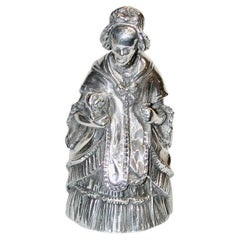 Rare Cast Silver Plated Old Mother Hubbard Table Bell Elkington C.1917