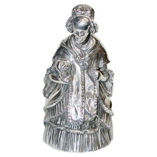 Rare Cast Silver Plated Old Mother Hubbard Table Bell Elkington C.1917