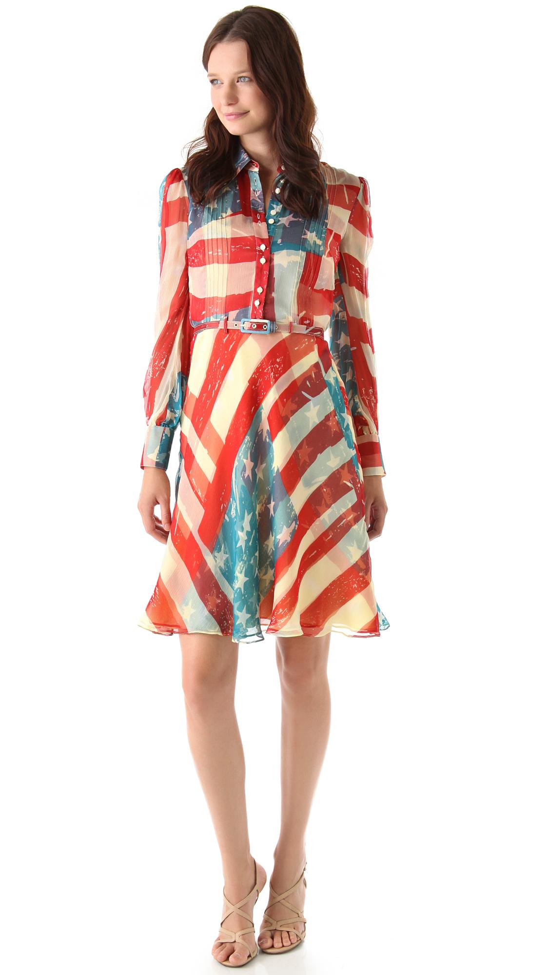 Rare Catherine Malandrino Meryle Streep Flag Dress Sz 2 3