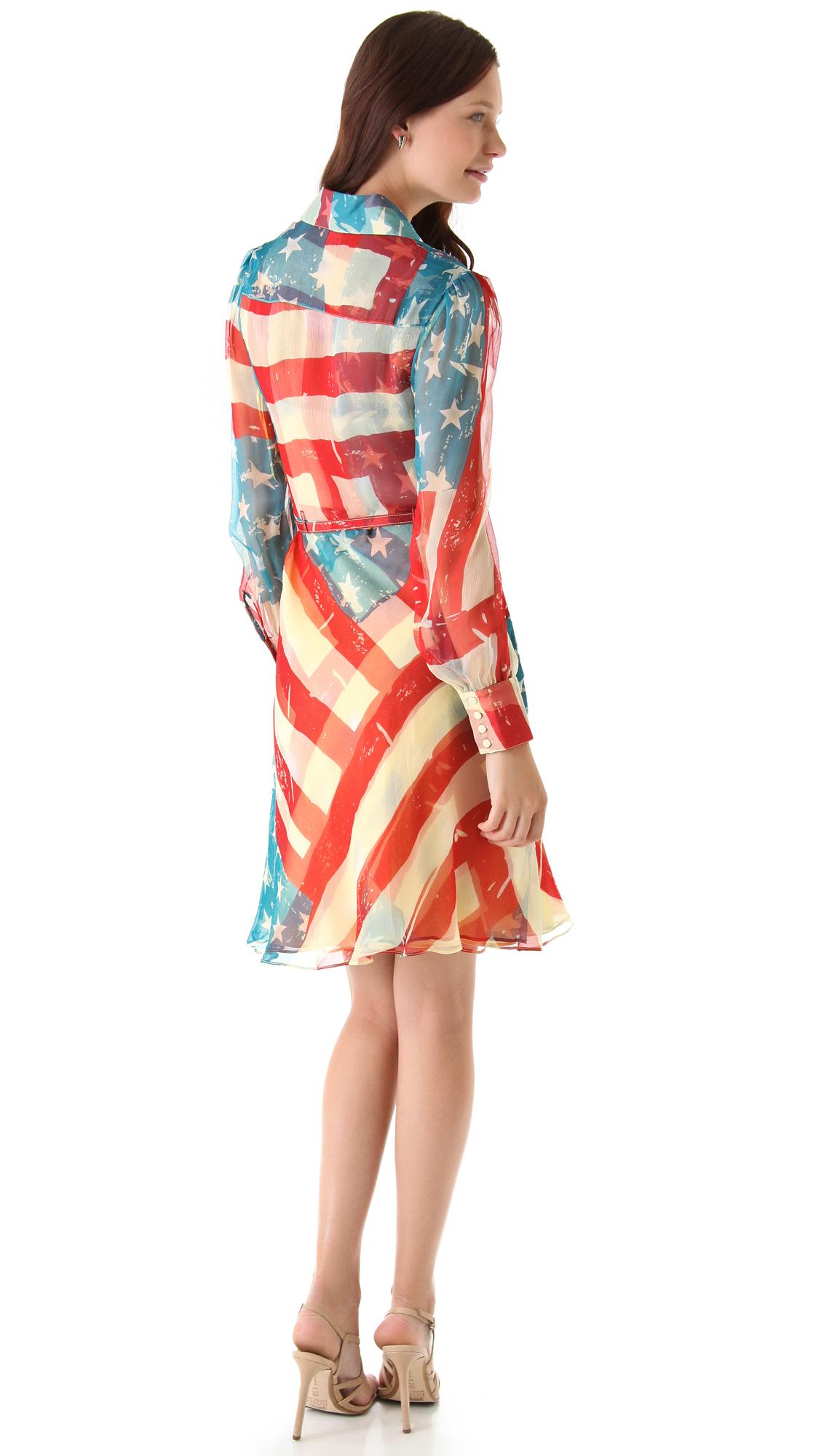 Rare Catherine Malandrino Meryle Streep Flag Dress Sz 2 4