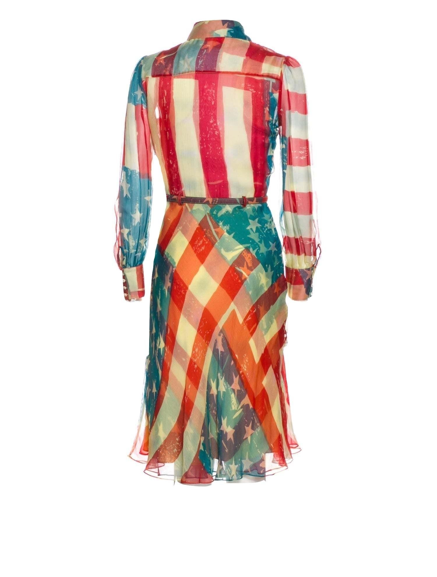 Rare Catherine Malandrino Meryle Streep Flag Dress Sz 2 In Excellent Condition In Ashburn, VA