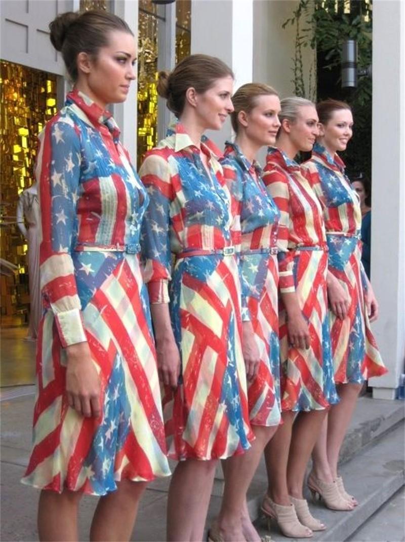 Women's Rare Catherine Malandrino Meryle Streep Flag Dress Sz 2