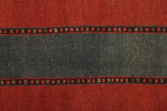 Rare Oriental Rug Handmade Carpet Caucasian Modern Talesh Red Striped Rug Sale