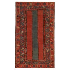 Rare Oriental Rug Handmade Carpet Caucasian Modern Talesh Red Striped Rug Sale