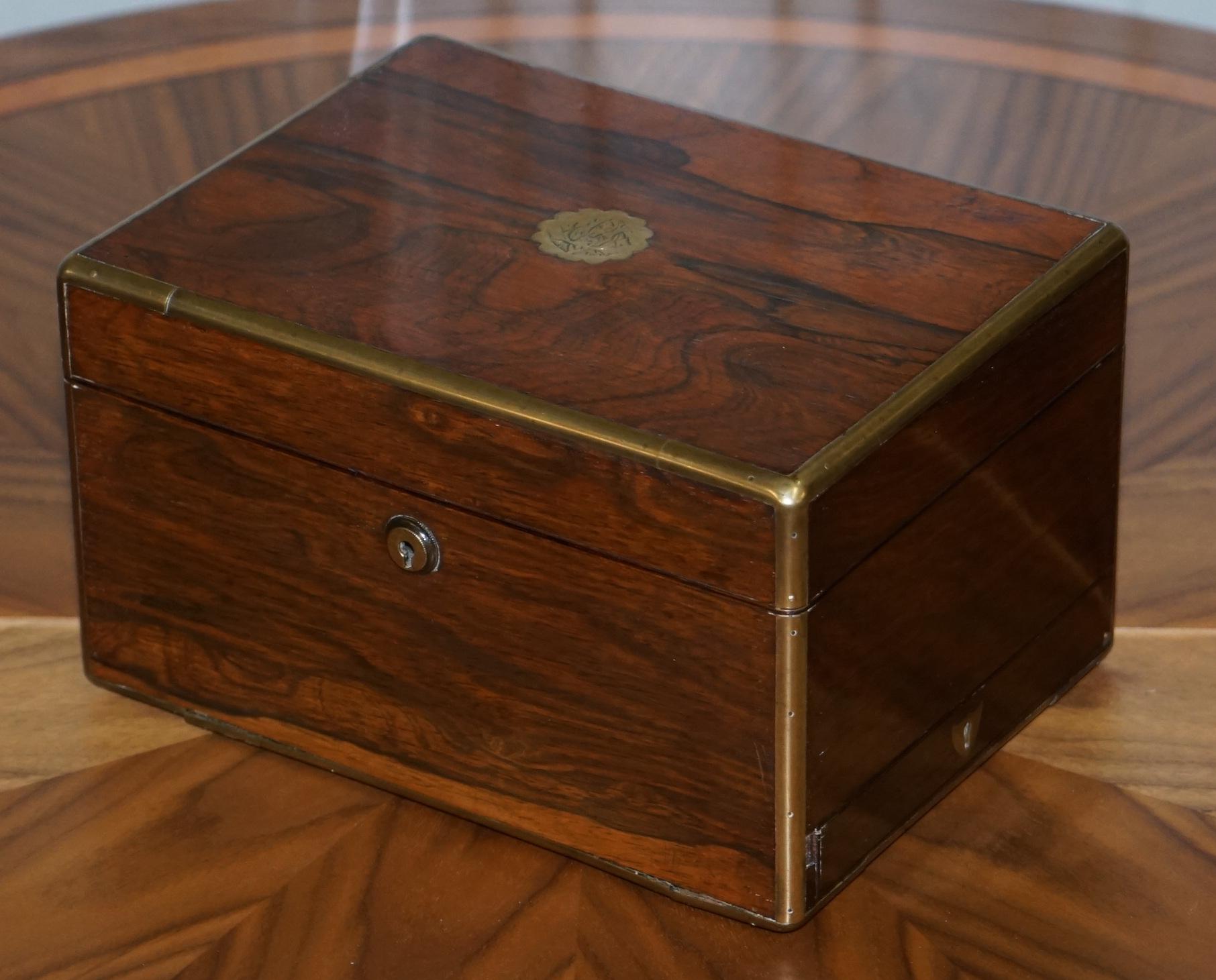 Victorian Rare Cawston 1836 William IV Rare Wood Gentleman Military Campaign Vanity Box For Sale