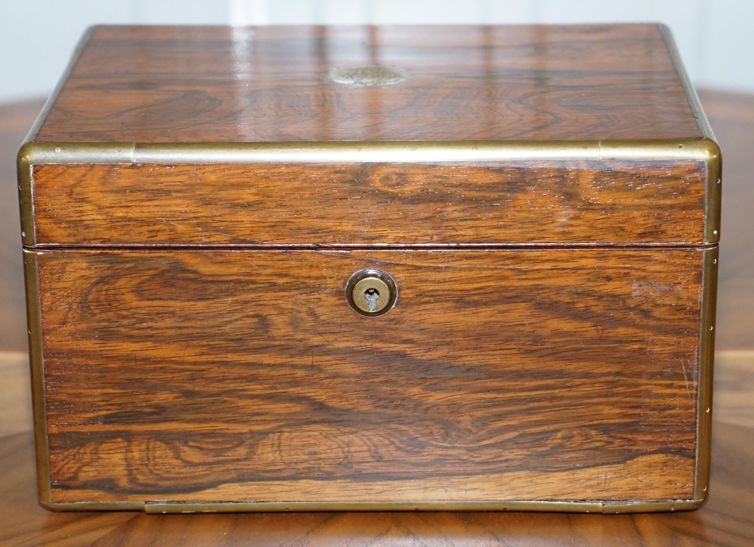 Hand-Crafted Rare Cawston 1836 William IV Rare Wood Gentleman Military Campaign Vanity Box For Sale