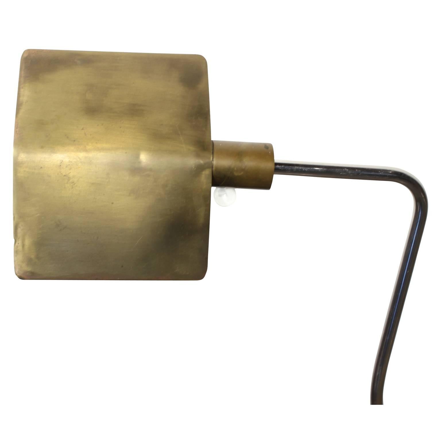 Rare Signed Cedric Hartman Brass Floor Lamp with Glass Ball Switch In Good Condition In Houston, TX