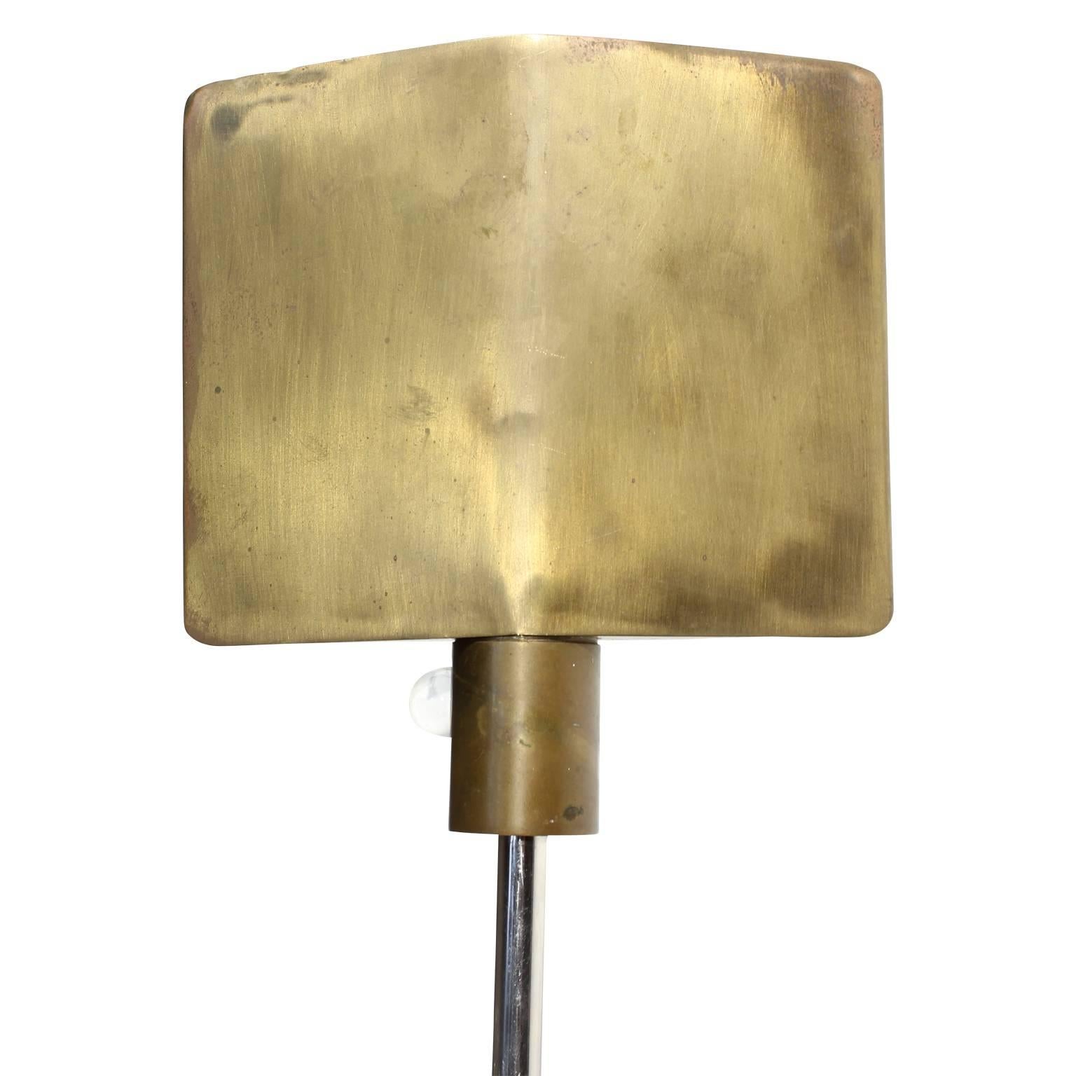 Late 20th Century Rare Signed Cedric Hartman Brass Floor Lamp with Glass Ball Switch