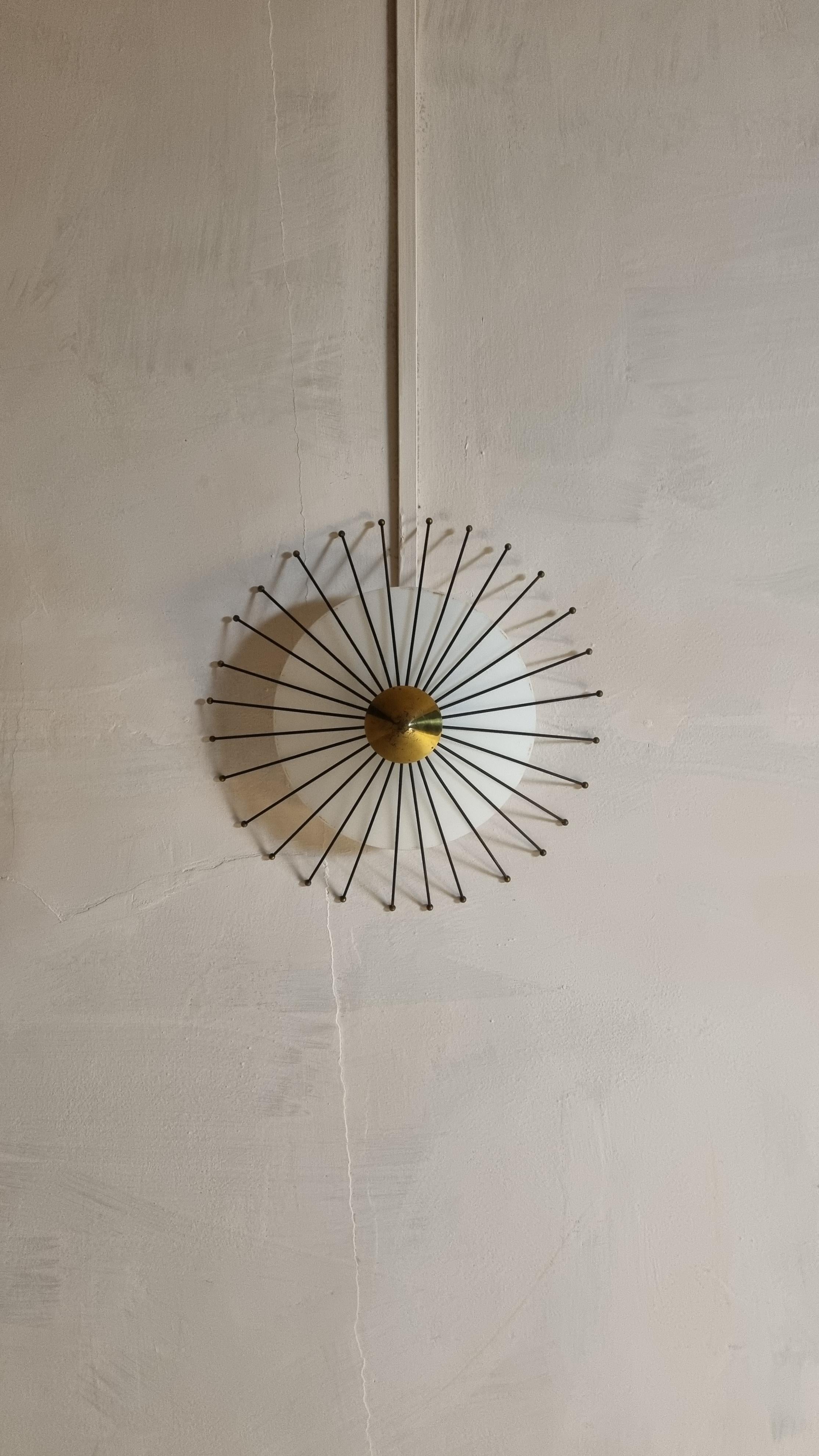 Ottone Rare ceiling lamp designed by Angelo Lelii for Arredoluce 1950s in vendita