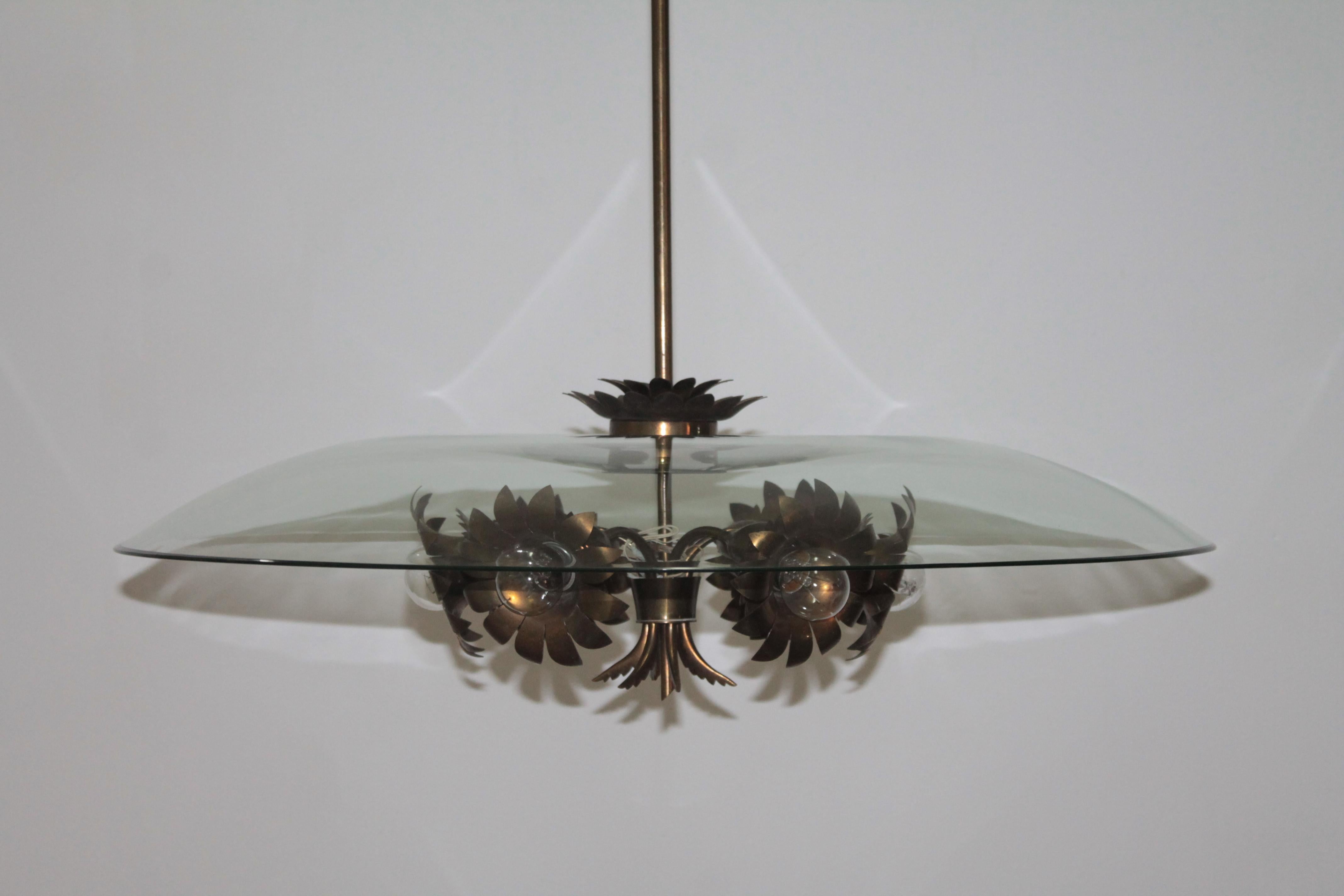 Art Glass Rare Ceiling Lamp Fontana Arte Design Pietro Chiesa Artglass, 1940s
