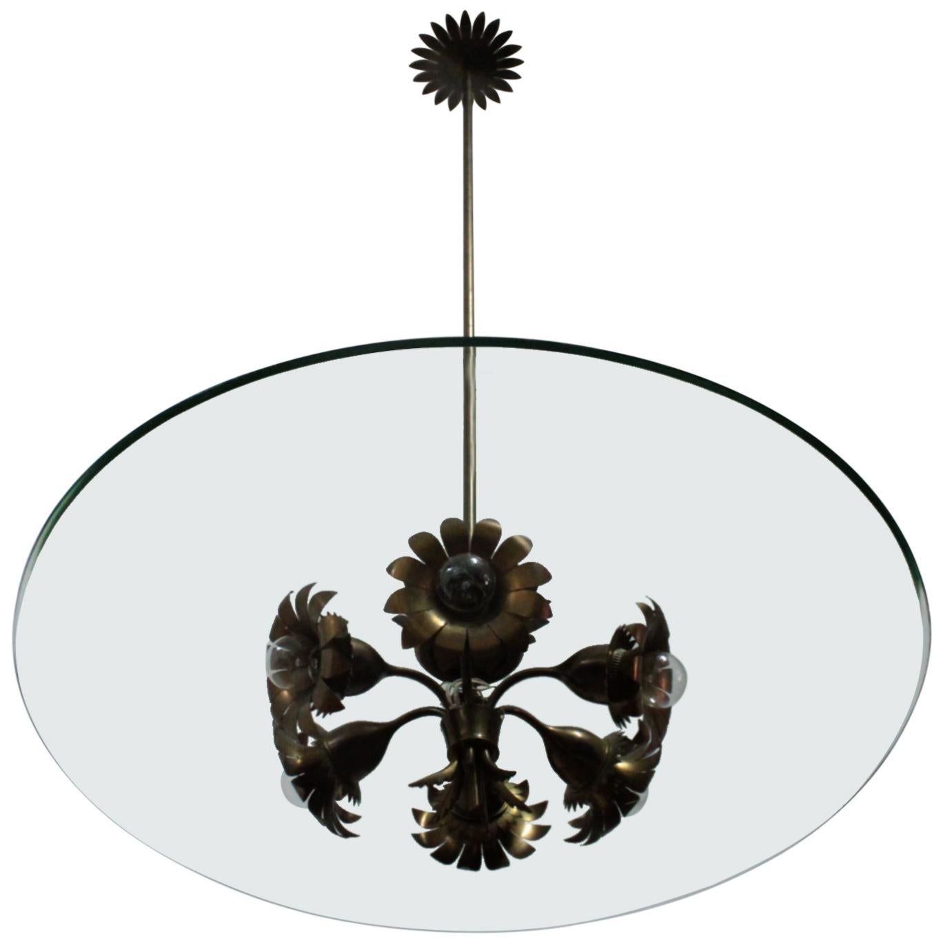 Rare Ceiling Lamp Fontana Arte Design Pietro Chiesa Artglass, 1940s
