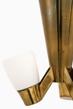 Rare Ceiling Lamp in Brass and Opaline Glass, 1950's
