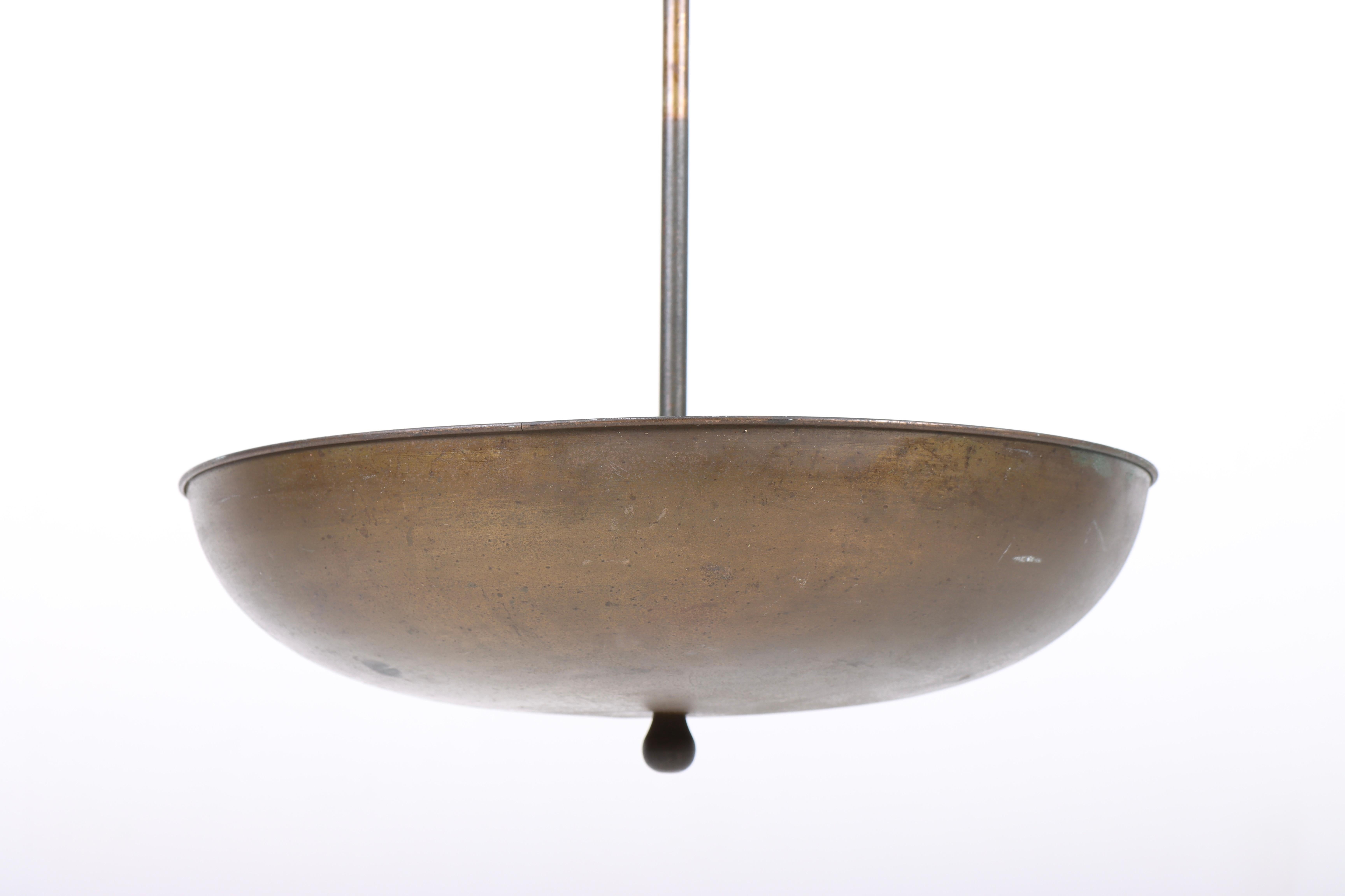 Rare ceiling lamp / uplight in painted brass, designed and made in Denmark 1940s. Great original condition.