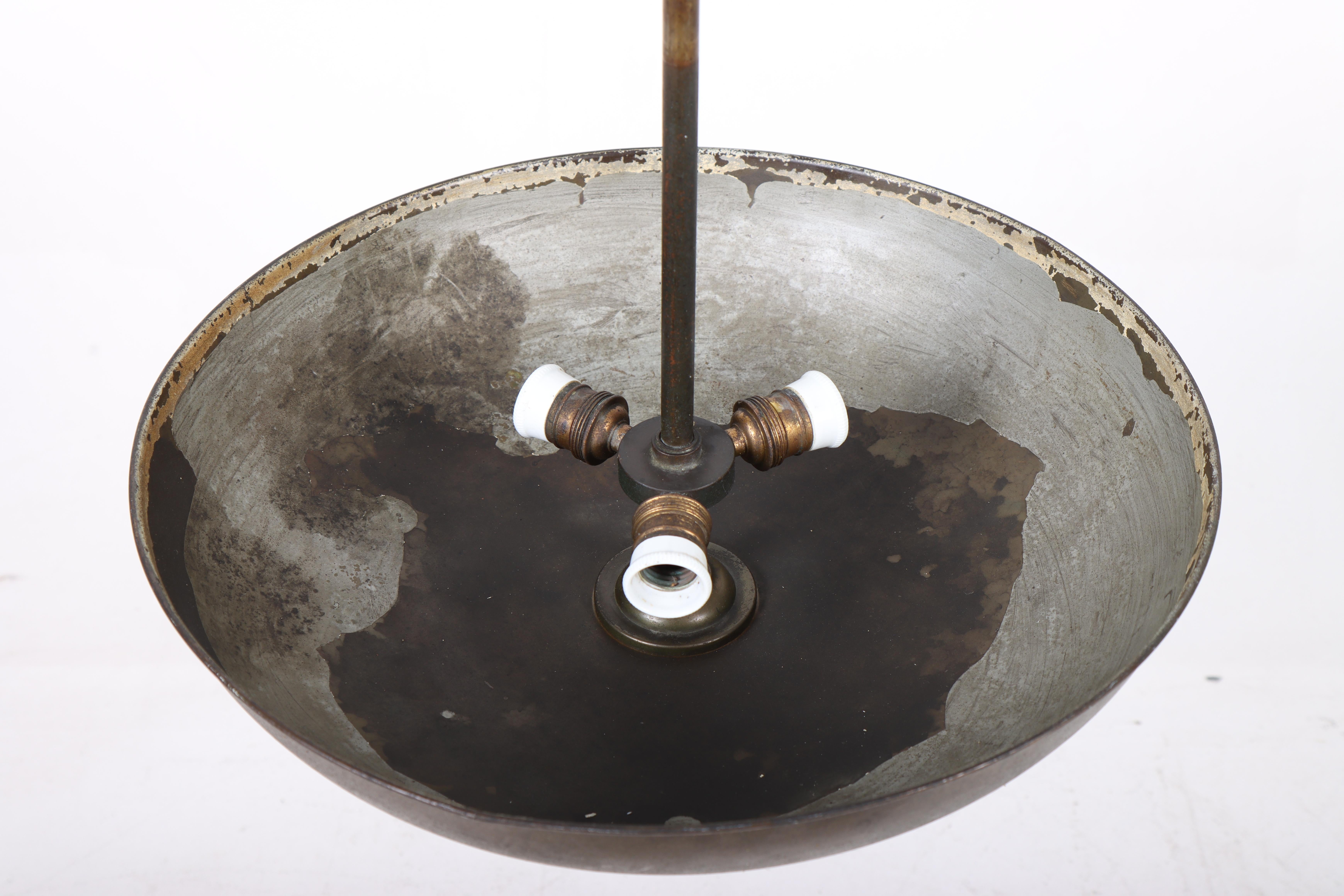 Scandinavian Modern Rare Ceiling Lamp in Brass, Made in Denmark 1940s For Sale