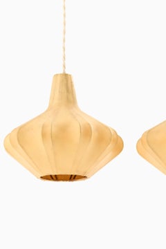 Seltene Deckenleuchte aus Kunststoff und Teakholz, 1950er Jahre