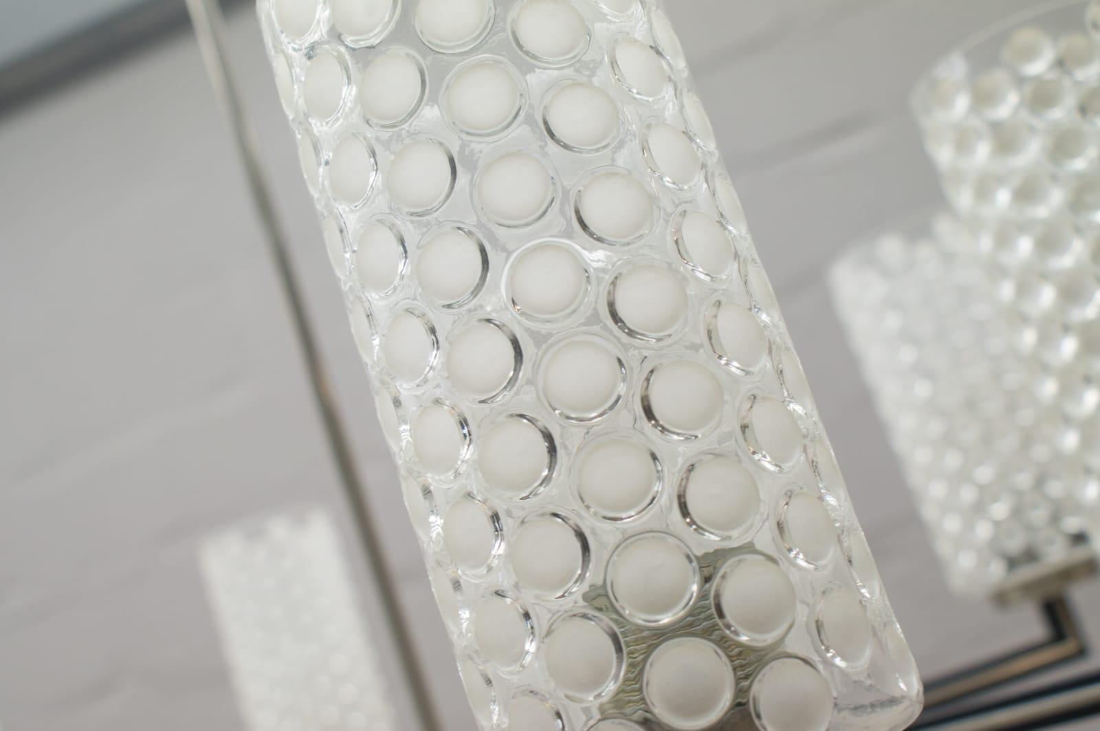 Rare Ceiling Lamp with 8 Bubbled Glass Shades, Kaiser Leuchten Germany, 1960s For Sale 1