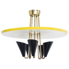 Ceiling Light in Lacquered Metal and Brass, BAG Turgi, Switzerland, 1950