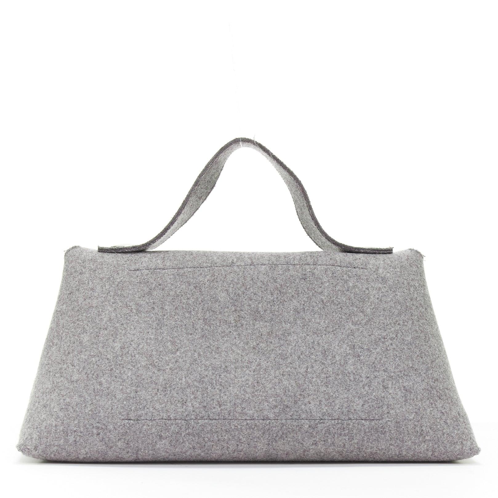 rare CELINE Phoebe Philo 2014 Runway Orb grey wool felt top handle bag For Sale 1