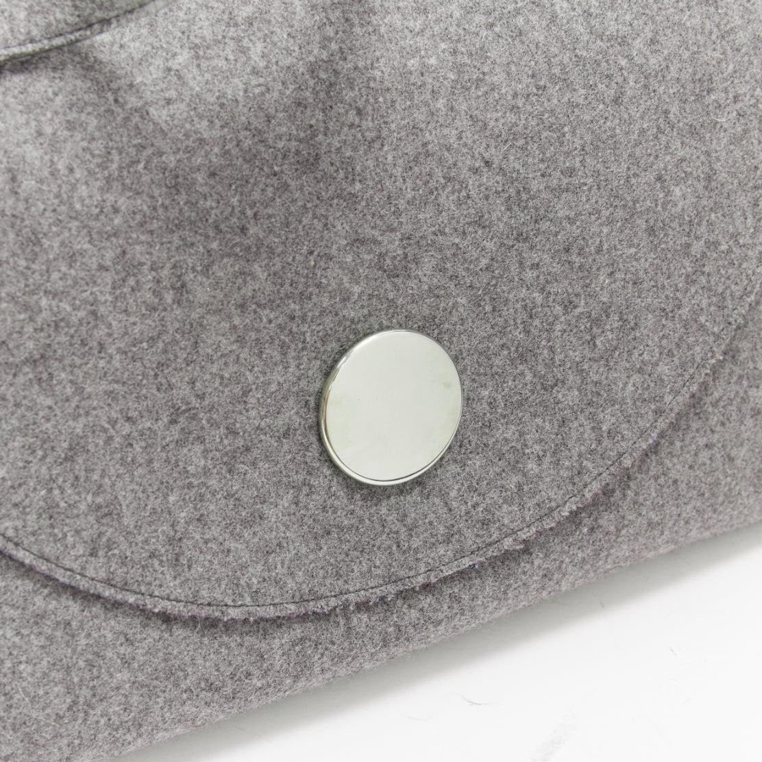 rare CELINE Phoebe Philo 2014 Runway Orb grey wool felt top handle bag For Sale 3