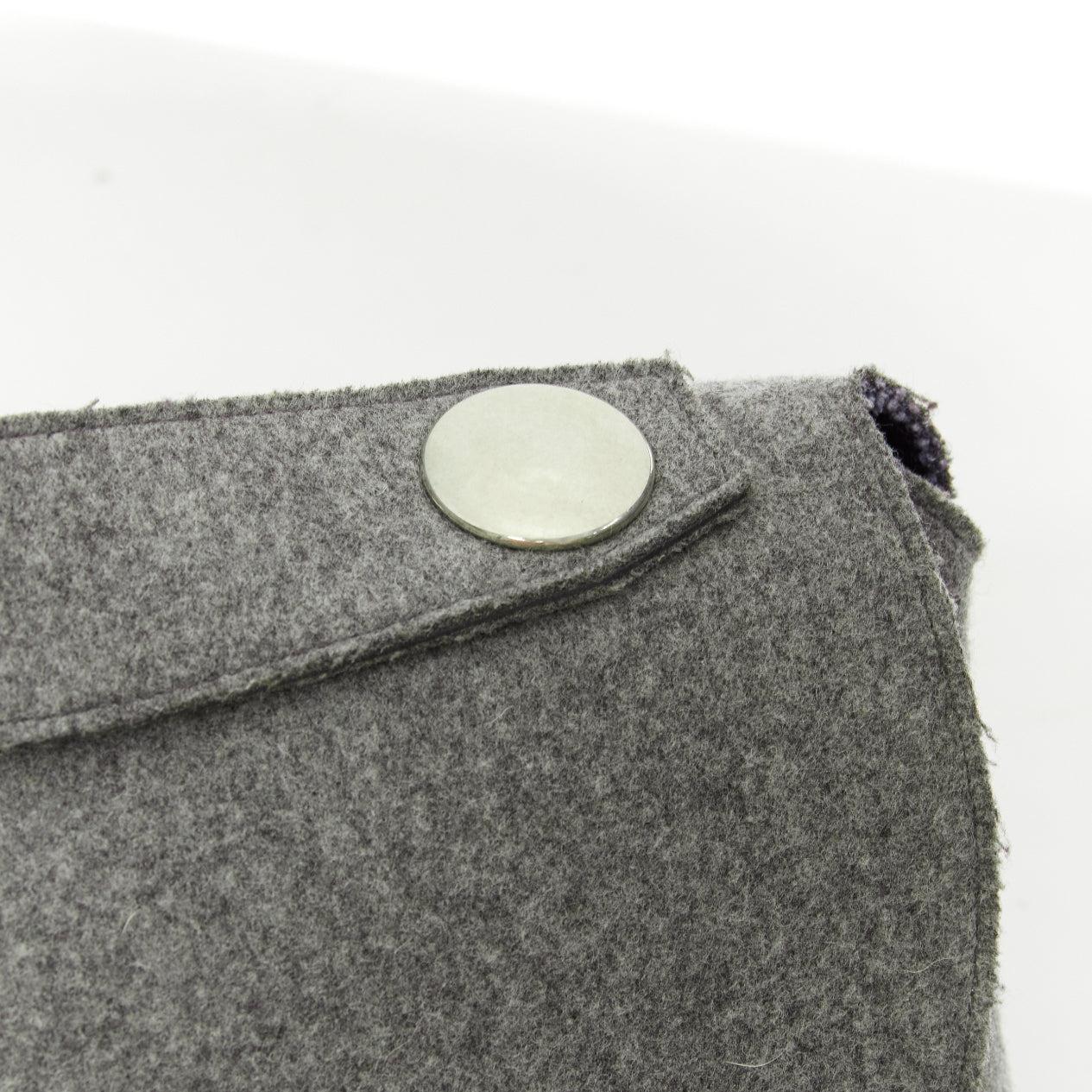 rare CELINE Phoebe Philo 2014 Runway Orb grey wool felt top handle bag For Sale 4