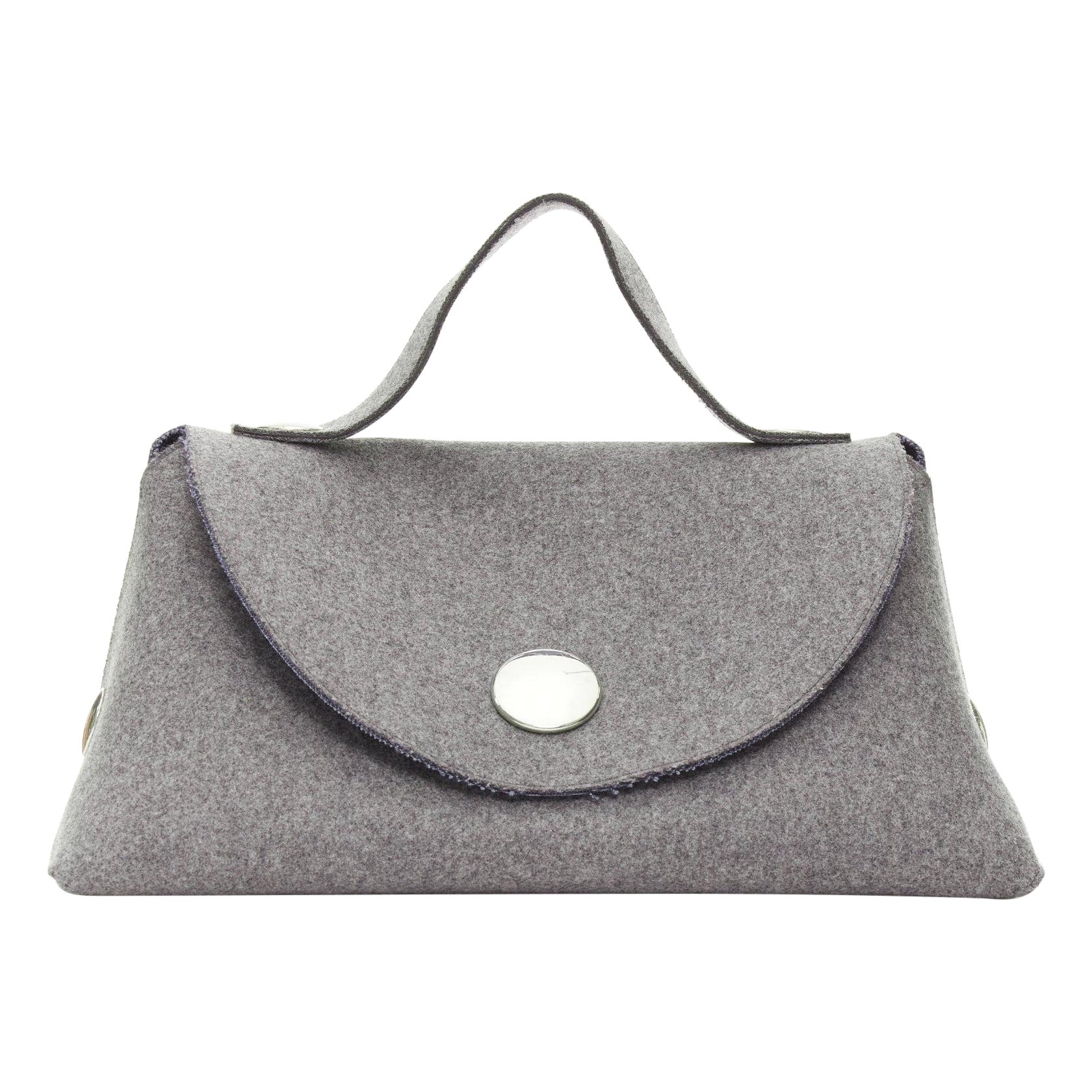 rare CELINE Phoebe Philo 2014 Runway Orb grey wool felt top handle bag