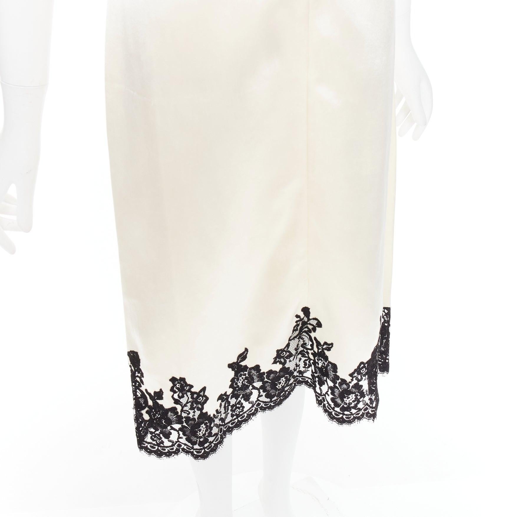 raro CELINE Phoebe Philo 2016 Runway cream silk sheer lace slip dress FR38 M. 2