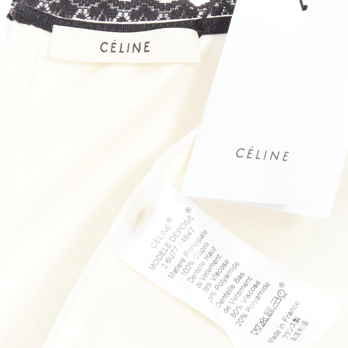 raro CELINE Phoebe Philo 2016 Runway cream silk sheer lace slip dress FR38 M. 3