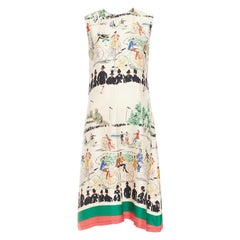rare Celine Phoebe Philo cream mulberry silk cyclist print dress FR38 M