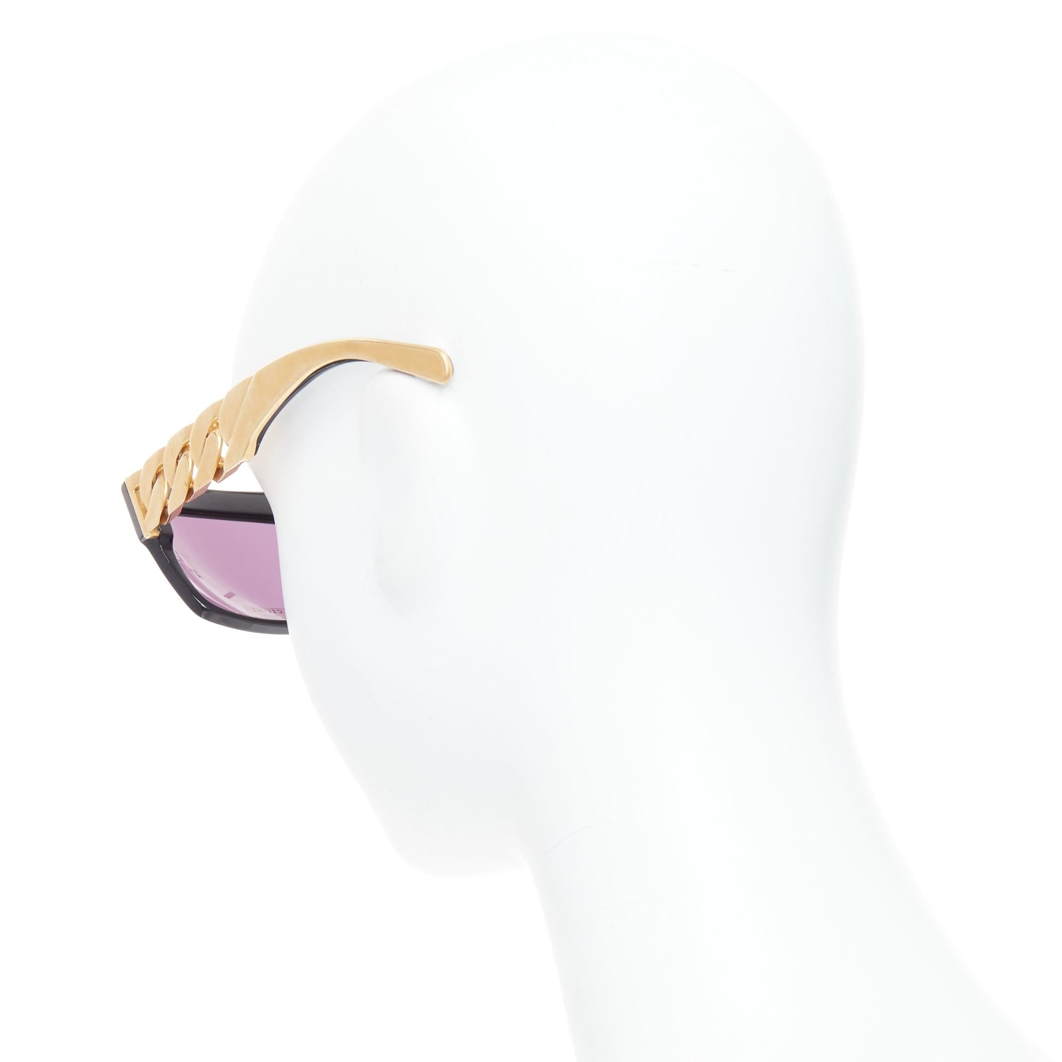 rare CELINE Phoebe Philo Runway CL41019S chunky chain metal bar black sunglasses In Good Condition For Sale In Hong Kong, NT