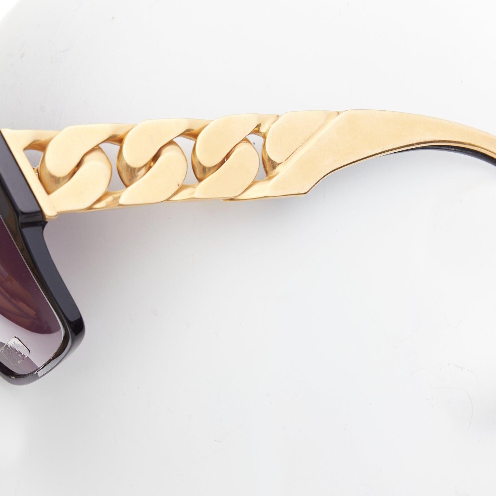 rare CELINE Phoebe Philo Runway CL41019S chunky chain metal bar black sunglasses For Sale 1