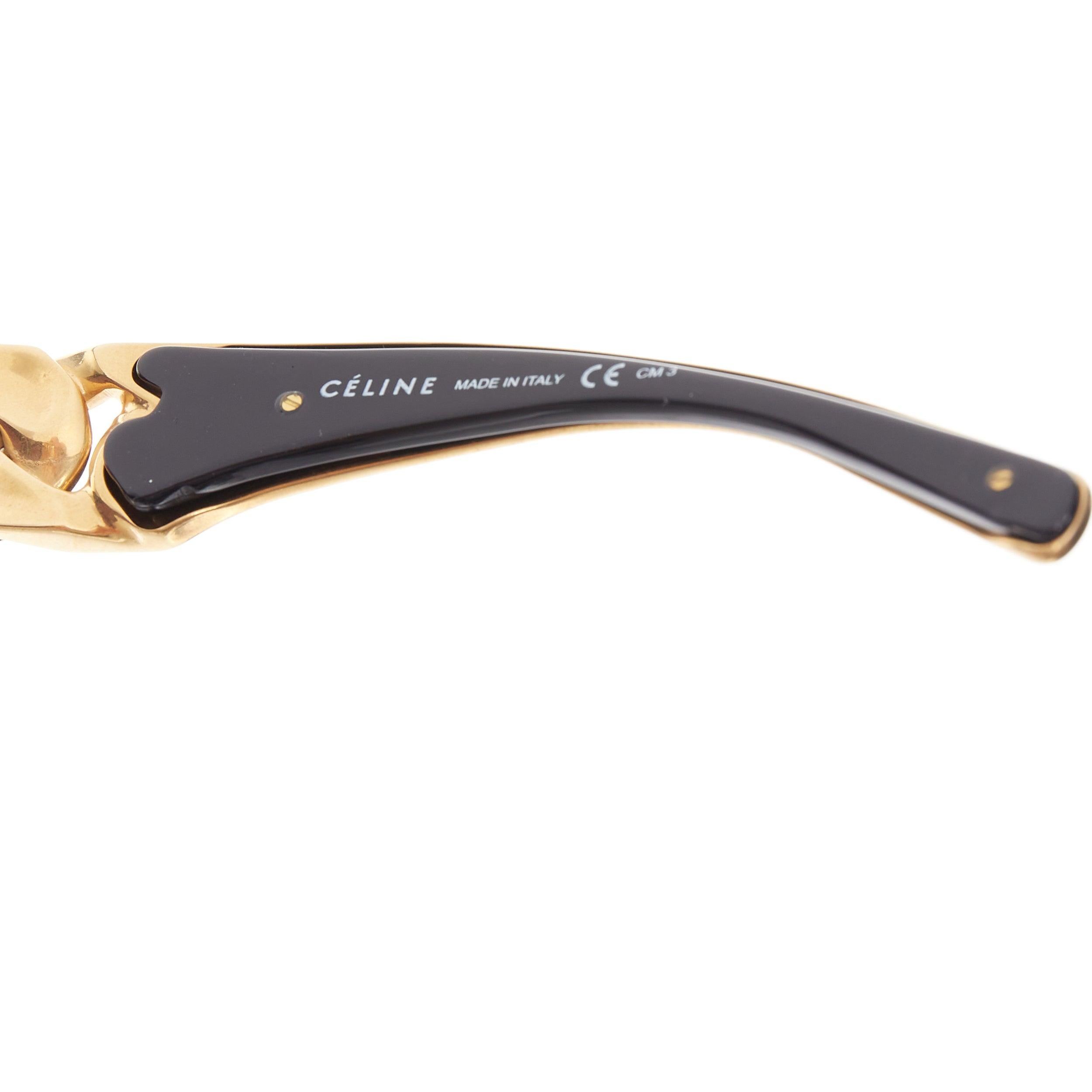 rare CELINE Phoebe Philo Runway CL41019S chunky chain metal bar black sunglasses For Sale 2