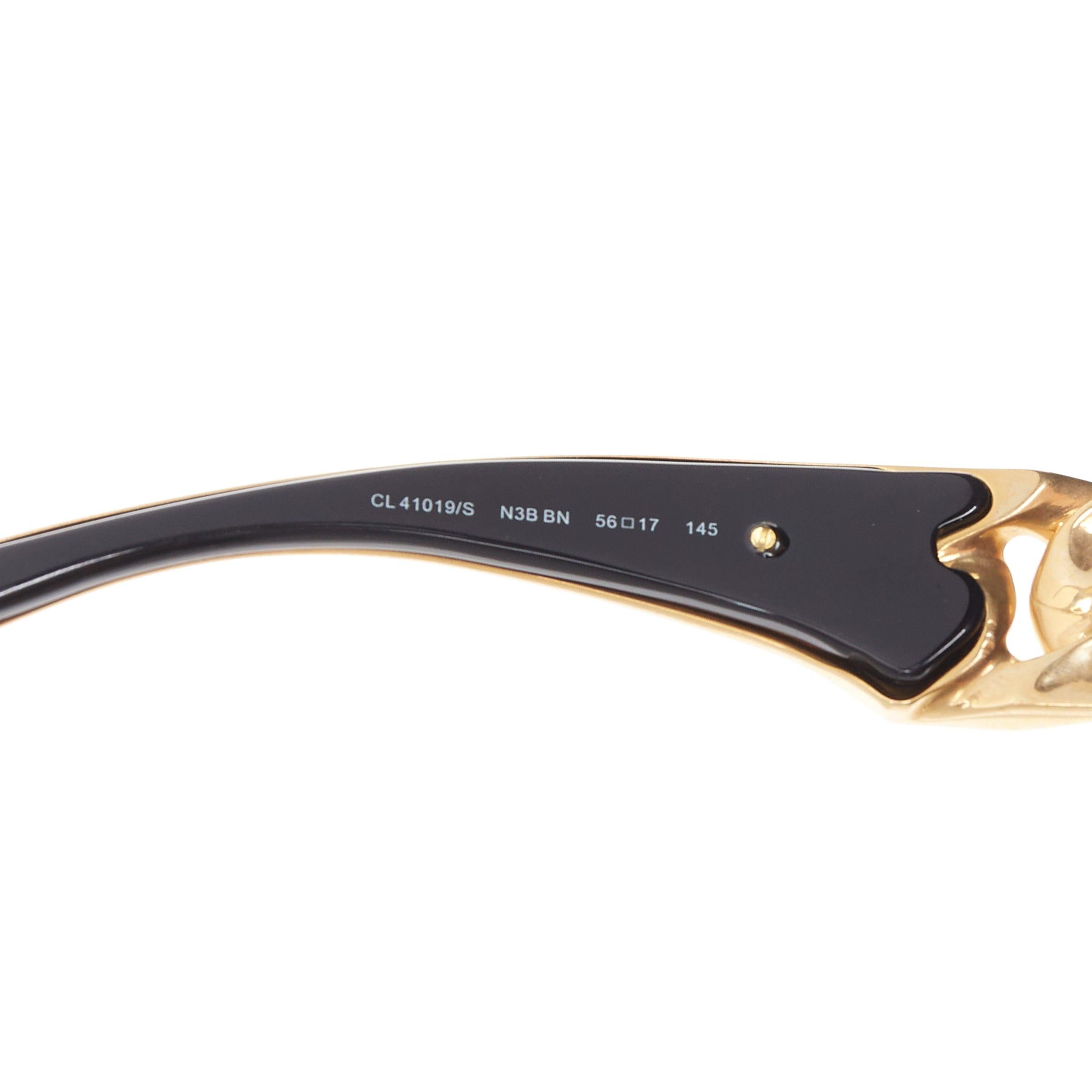 rare CELINE Phoebe Philo Runway CL41019S chunky chain metal bar black sunglasses For Sale 3