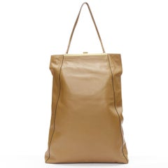rare CELINE Phoebe Philo2017  Runway Tall Cabas Clasp brown calfskin tote bag