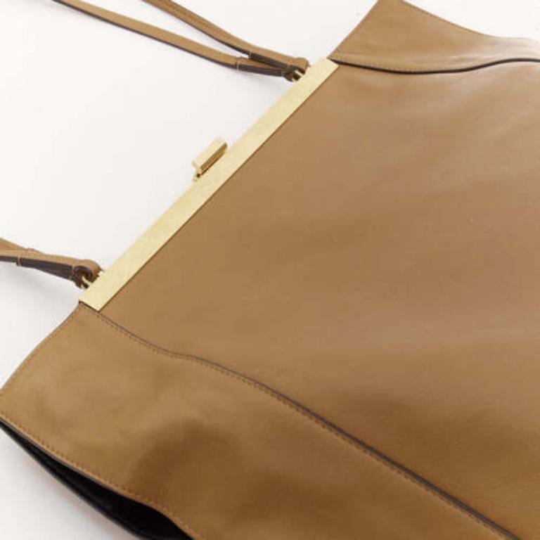 rare CELINE Phoebe Philo2017  Runway Tall Cabas Clasp brown calfskin tote bag 3